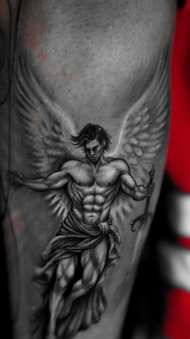 The angel, a forearm tattoo by Karan Sandhar